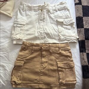SHEIN White and Tan Cargo Skirts